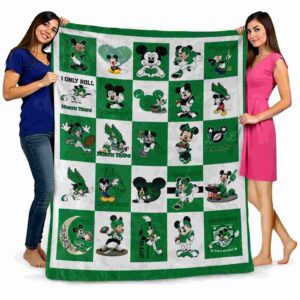 north texas mean green mickey minnie green white blanket fashion forward