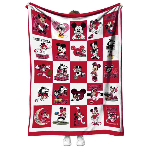 northern illinois huskies mickey minnie red white blanket best selling