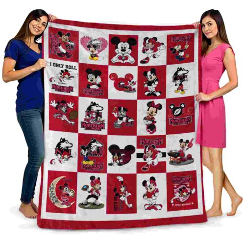 northern illinois huskies mickey minnie red white blanket fashion forward