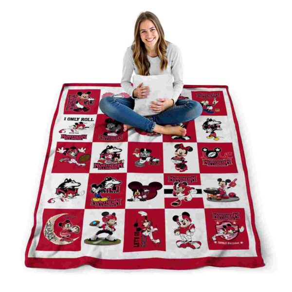 northern illinois huskies mickey minnie red white blanket high quality