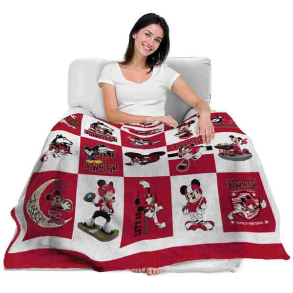 northern illinois huskies mickey minnie red white blanket latest model