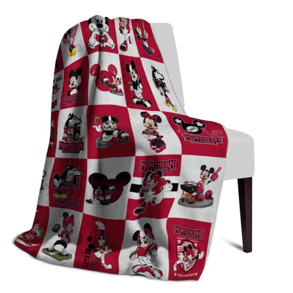 northern illinois huskies mickey minnie red white blanket top rated