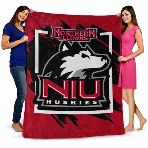 northern illinois huskies splatter effect red blanket fashion forward