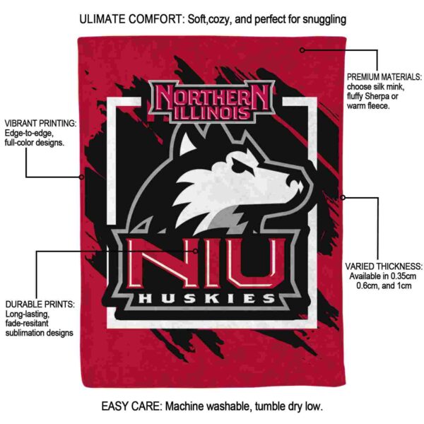 northern illinois huskies splatter effect red blanket new arrival