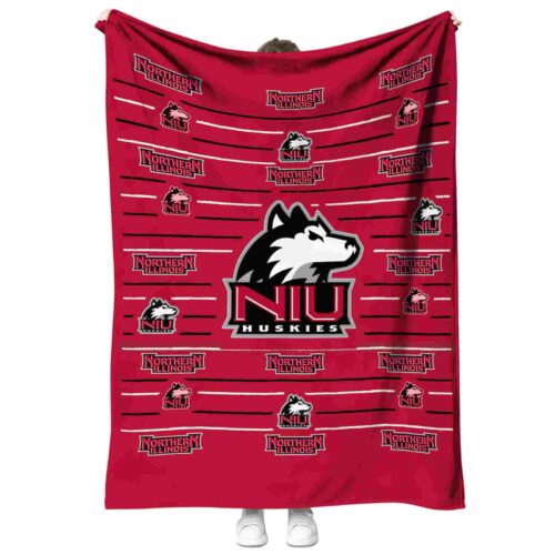 northern illinois huskies striped pattern red blanket best selling