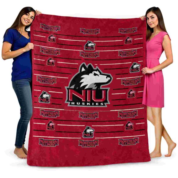 northern illinois huskies striped pattern red blanket fashion forward