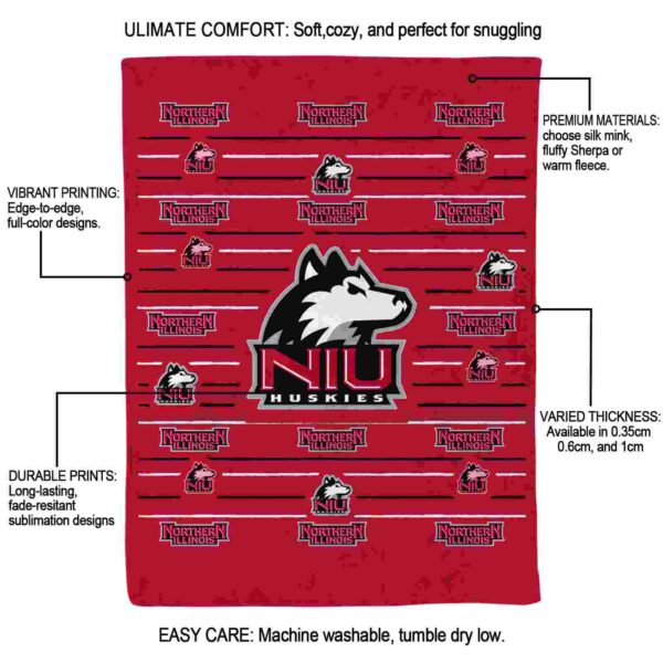 northern illinois huskies striped pattern red blanket new arrival