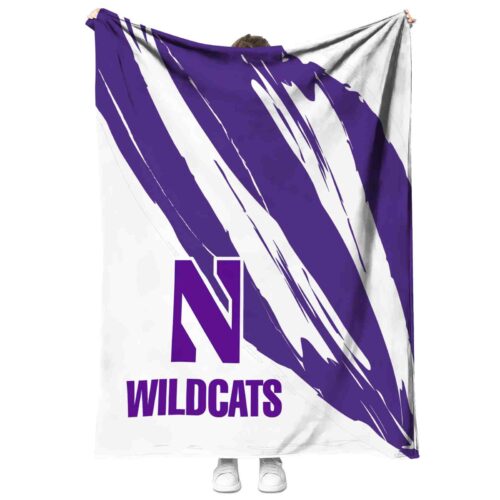 northwestern wildcats brushstrokes purple white blanket best selling