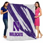 northwestern wildcats brushstrokes purple white blanket best selling
