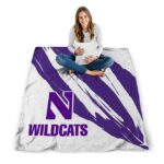 northwestern wildcats brushstrokes purple white blanket best selling