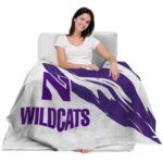 northwestern wildcats brushstrokes purple white blanket best selling