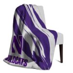northwestern wildcats brushstrokes purple white blanket best selling