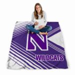 northwestern wildcats diagonal stripes purple blanket high quality