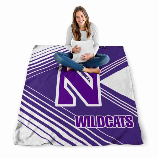 northwestern wildcats diagonal stripes purple blanket high quality