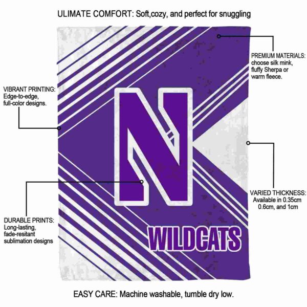 northwestern wildcats diagonal stripes purple blanket new arrival
