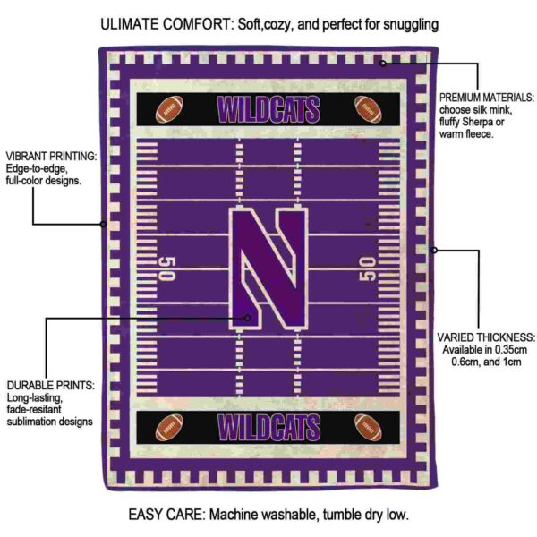 northwestern wildcats football field purple blanket new arrival