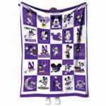 northwestern wildcats mickey minnie purple white blanket best selling