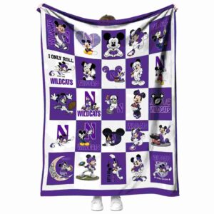 northwestern wildcats mickey minnie purple white blanket best selling