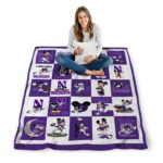 northwestern wildcats mickey minnie purple white blanket high quality