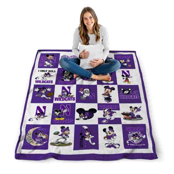 northwestern wildcats mickey minnie purple white blanket high quality