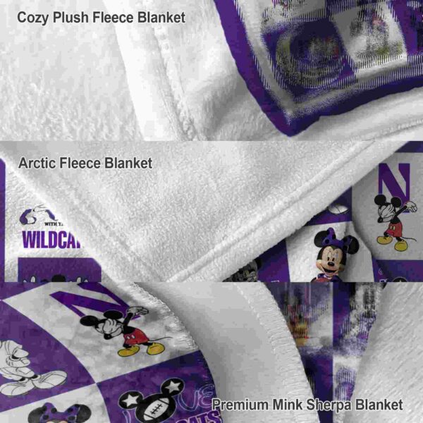 northwestern wildcats mickey minnie purple white blanket premium grade