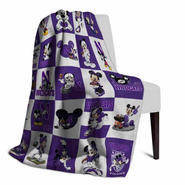 northwestern wildcats mickey minnie purple white blanket top rated