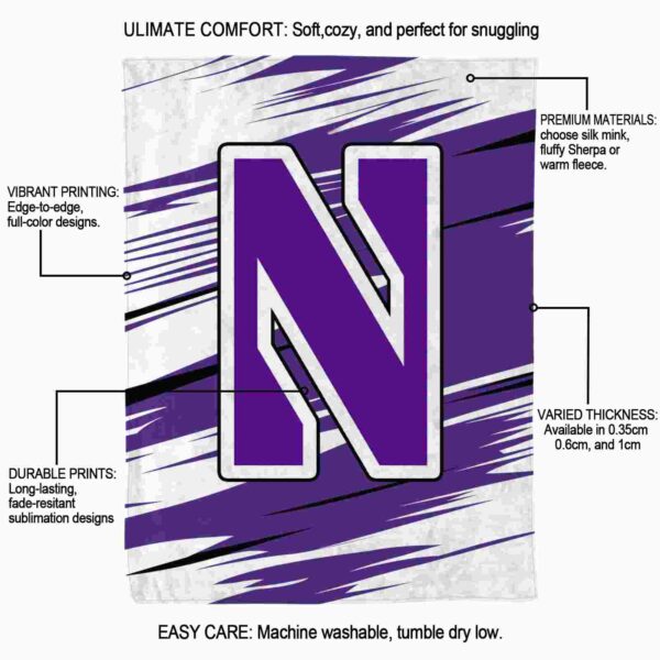 northwestern wildcats paint streaks purple white blanket new arrival