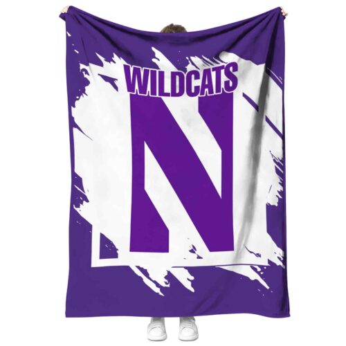 northwestern wildcats splatter effect purple blanket best selling