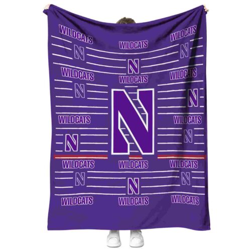 northwestern wildcats striped pattern purple blanket best selling