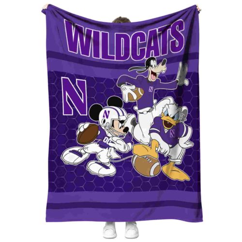 northwestern wildcats three musketeers purple blanket best selling