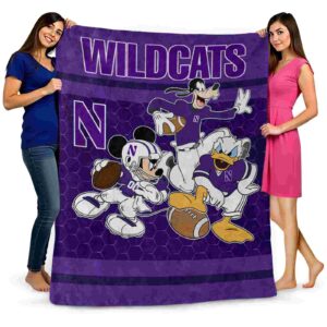 northwestern wildcats three musketeers purple blanket fashion forward