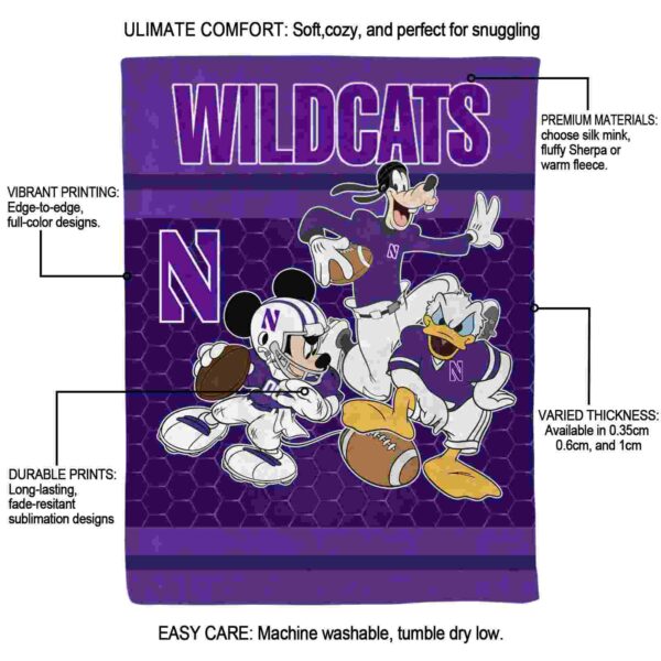 northwestern wildcats three musketeers purple blanket new arrival