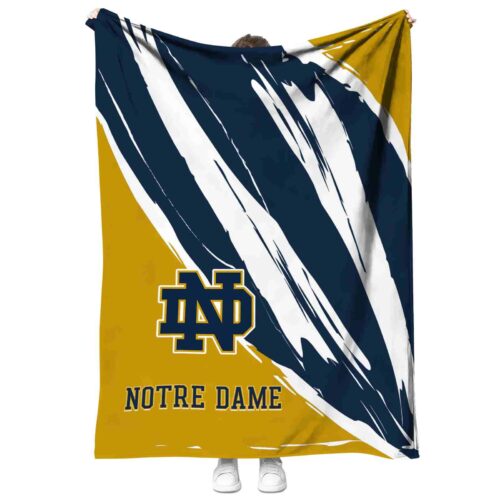 notre dame fighting irish brushstrokes navy white blanket best selling