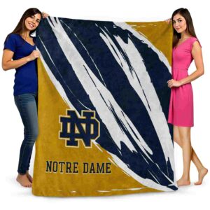 notre dame fighting irish brushstrokes navy white blanket fashion forward