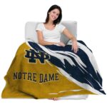 notre dame fighting irish brushstrokes navy white blanket best selling