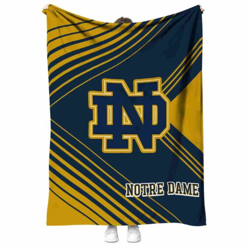 notre dame fighting irish diagonal stripes navy blanket best selling