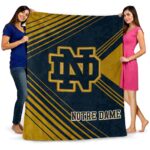 notre dame fighting irish diagonal stripes navy blanket best selling
