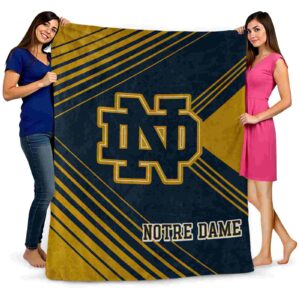 notre dame fighting irish diagonal stripes navy blanket fashion forward