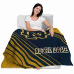 notre dame fighting irish diagonal stripes navy blanket best selling