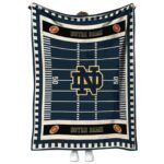 notre dame fighting irish football field navy blanket best selling