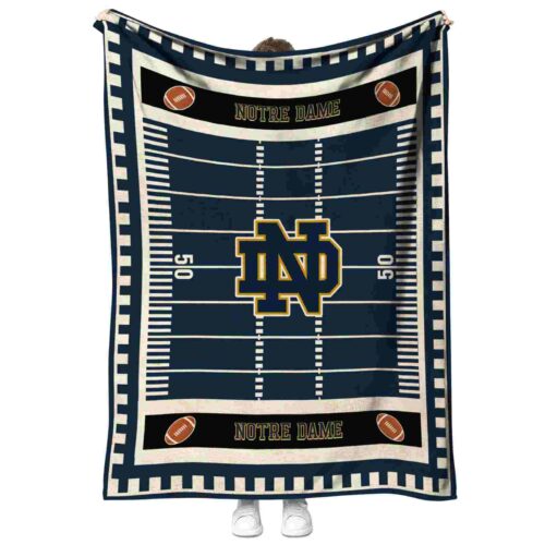notre dame fighting irish football field navy blanket best selling