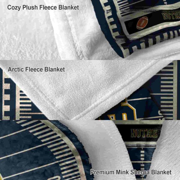 notre dame fighting irish football field navy blanket premium grade