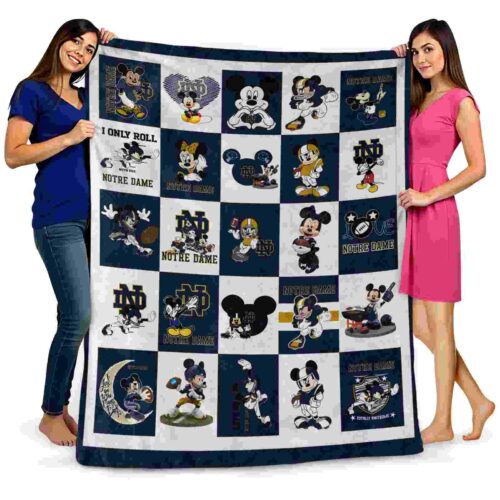 notre dame fighting irish mickey minnie navy white blanket fashion forward