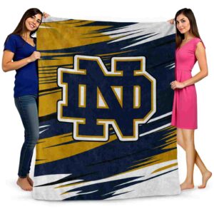 notre dame fighting irish paint streaks navy white blanket fashion forward
