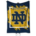 notre dame fighting irish splatter effect navy blanket best selling