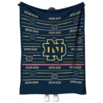 notre dame fighting irish striped pattern navy blanket best selling