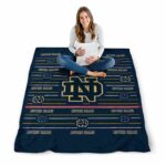 notre dame fighting irish striped pattern navy blanket best selling