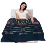 notre dame fighting irish striped pattern navy blanket best selling