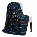 notre dame fighting irish striped pattern navy blanket best selling