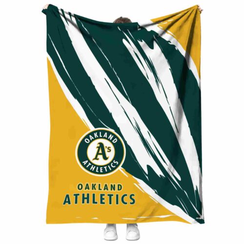 oakland athletics brushstrokes green white blanket best selling